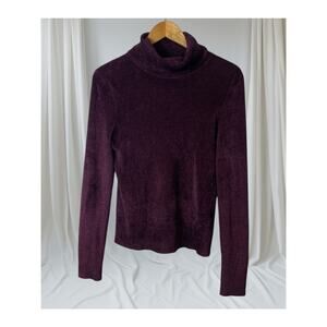 Gap Purple Crushed Velvet Turtleneck Sweater Women's Size Petite Small